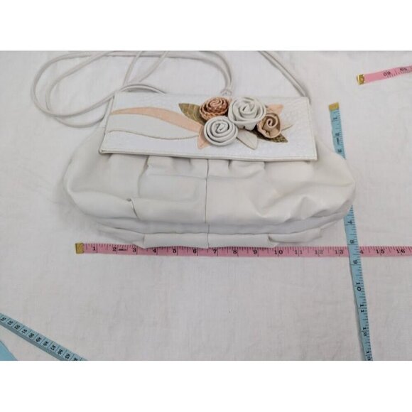 2 bags by Sylvia Cee vintage 1980s floral purse, white peach pink 44" strap P6 - Picture 9 of 12